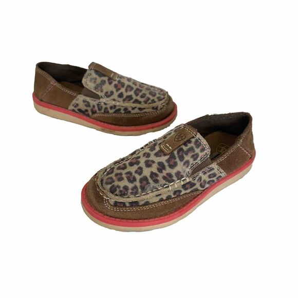 Girls Kids Ariat Cruiser Pull On‎ Brown Suede Leopard Aztec Shoes Size US 12.5 - Picture 2 of 10
